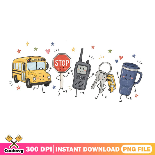 School Bus Driver PNG, Cute Bus Driver Gift, Back To School PNG