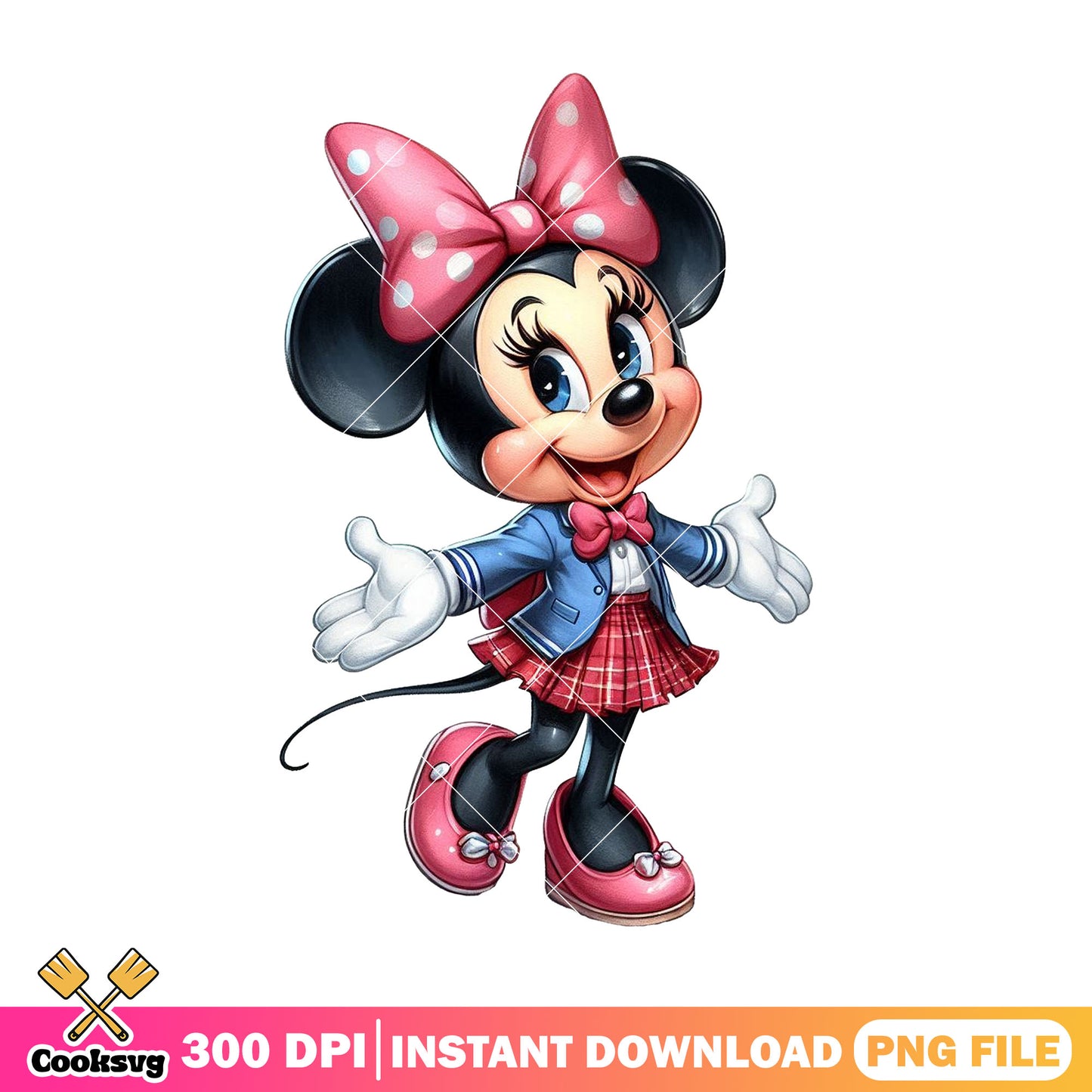 School back minnie png, cartoon minnie png, back to school outfit png