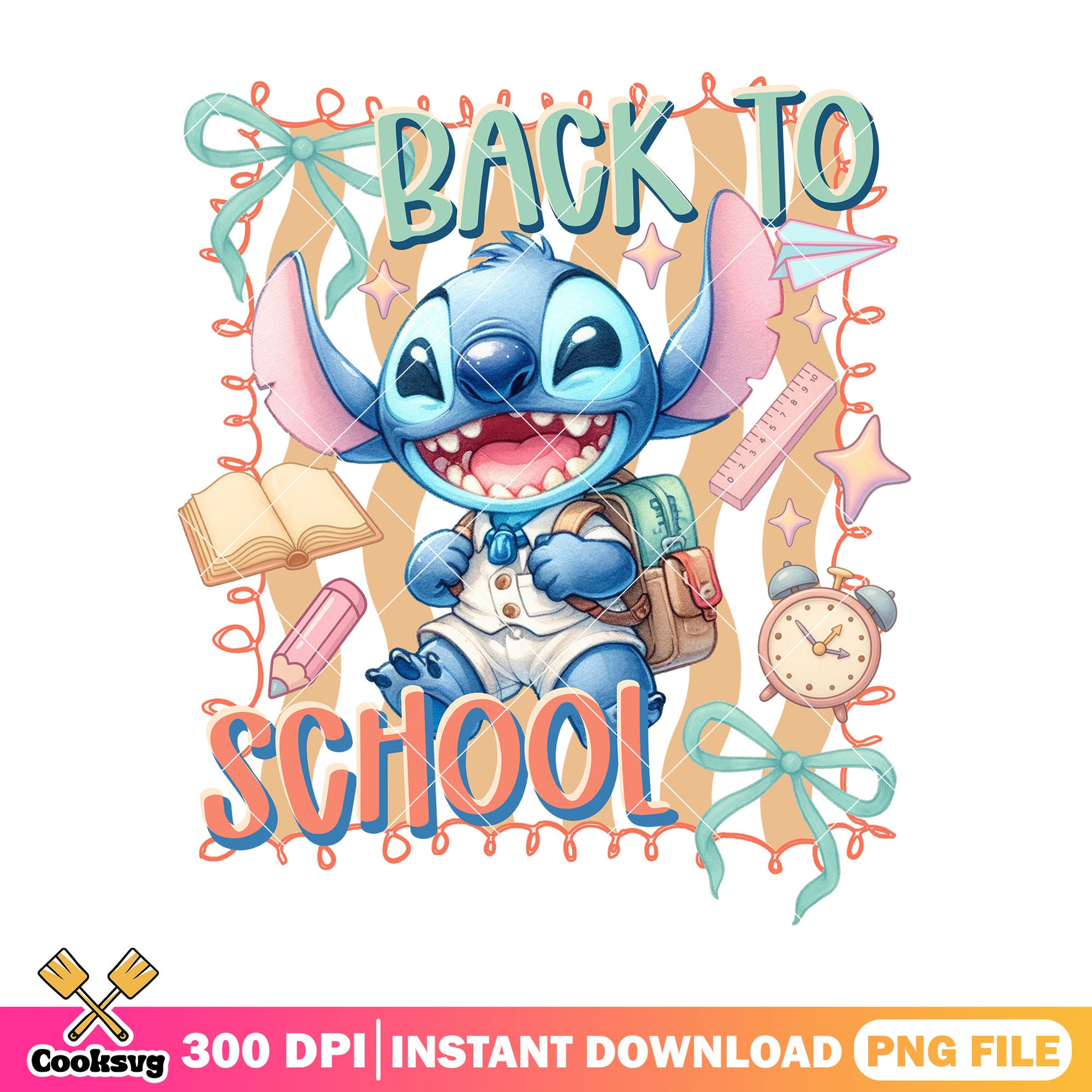 School back with stitch png, disney art png, go back to school png