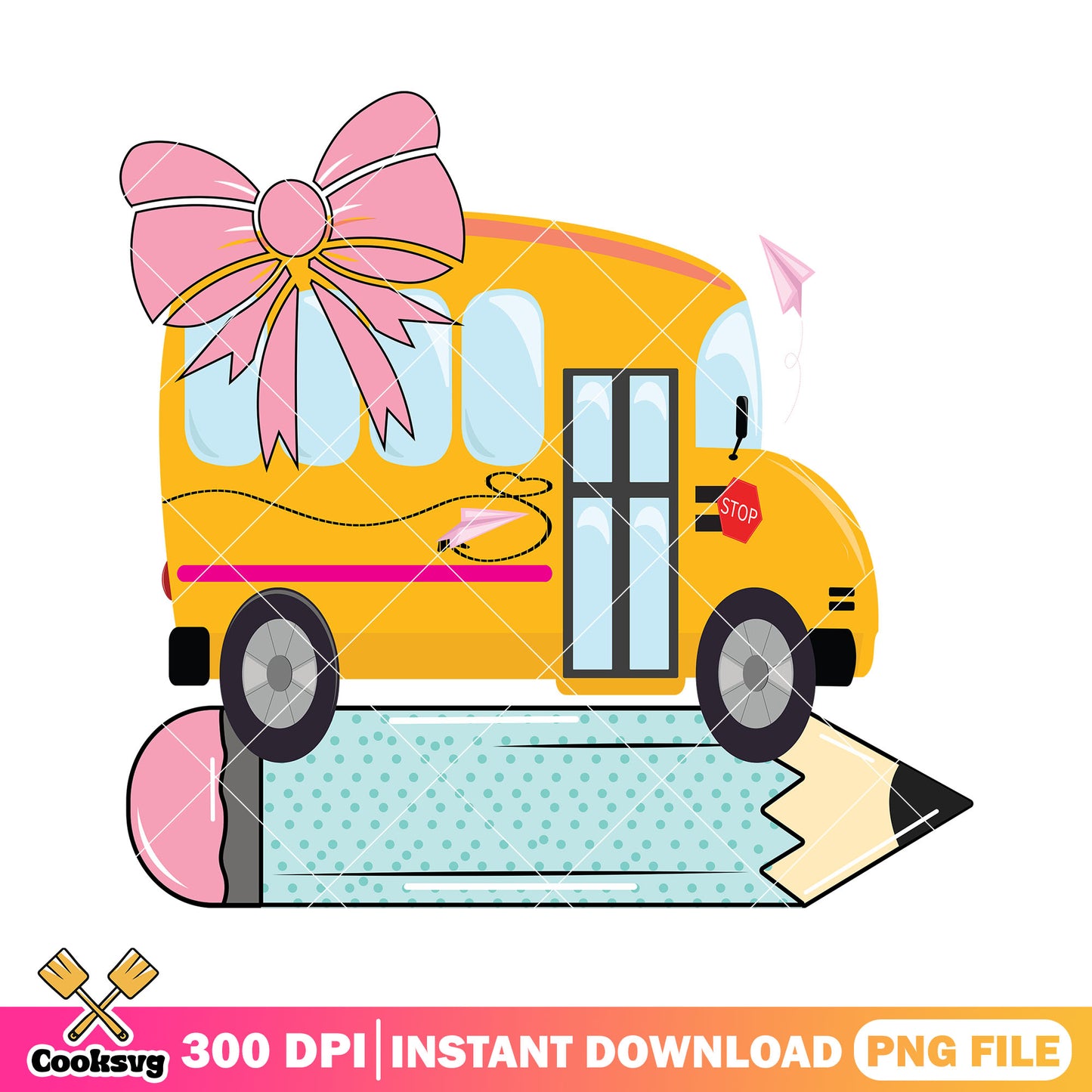 School bus design file png, going back to school png, big pencil png