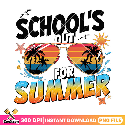Schools out for summer sunglasses png, summer school​ png, schools out​ png