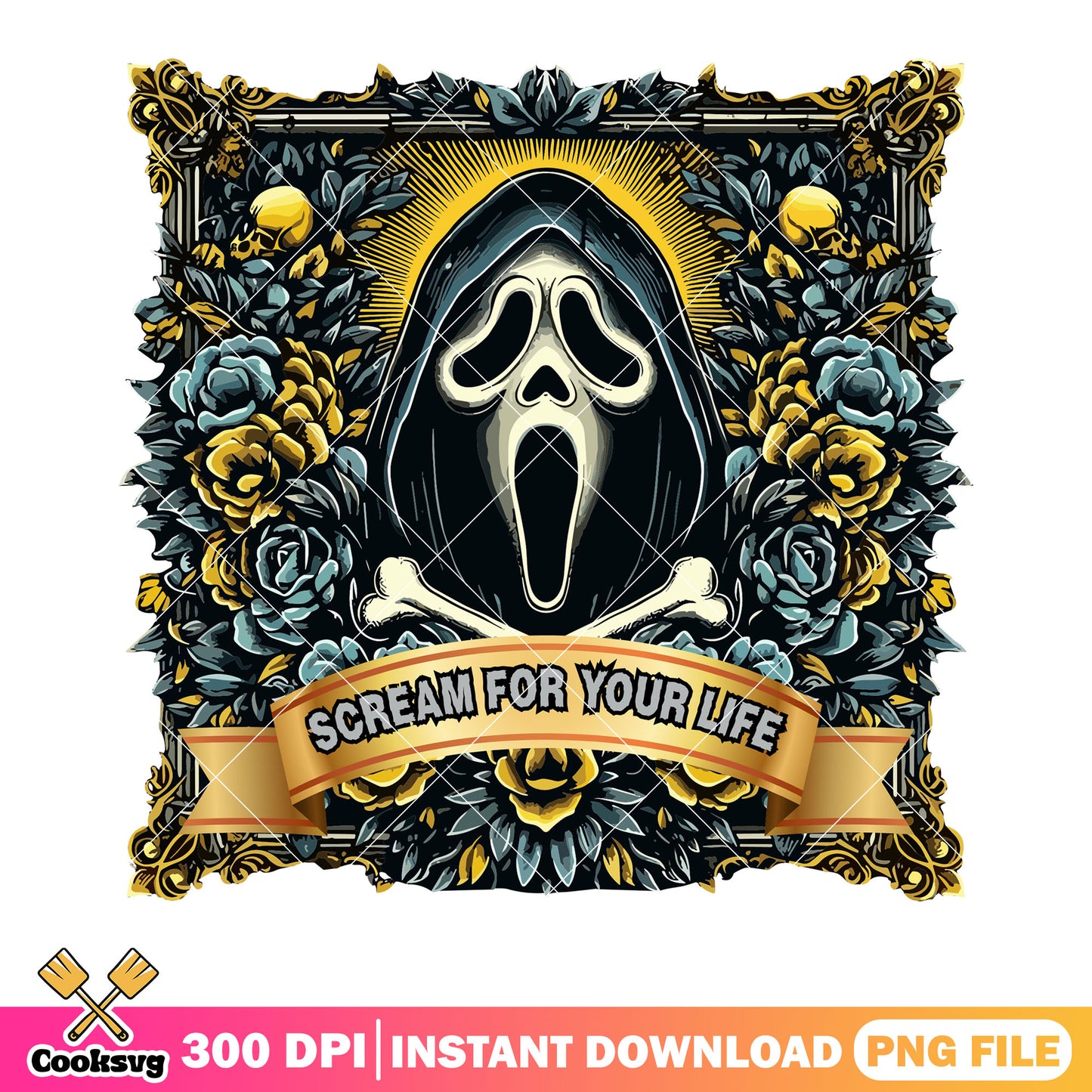 Scream for your life png, the ghost mask png, halloween scary png