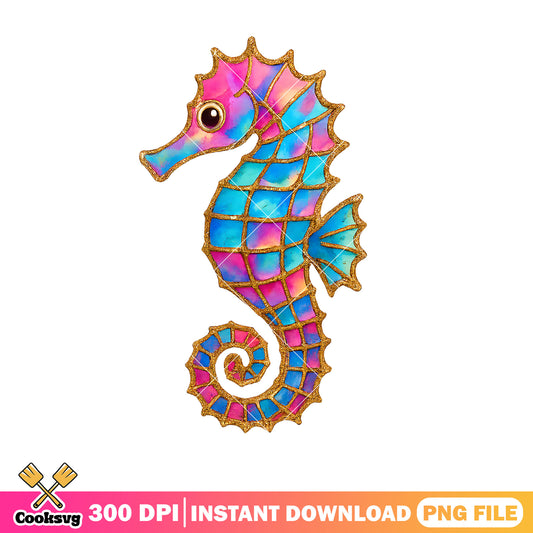 Seahorse watercolor beach png, summer seahorse​ png, animal summer png