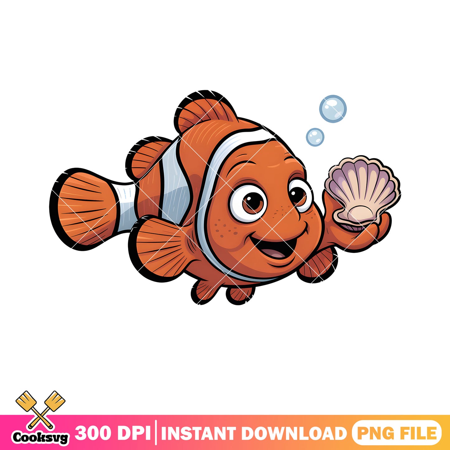 Seashell gift for nemo png, clownfish marlin png, finding nemo png