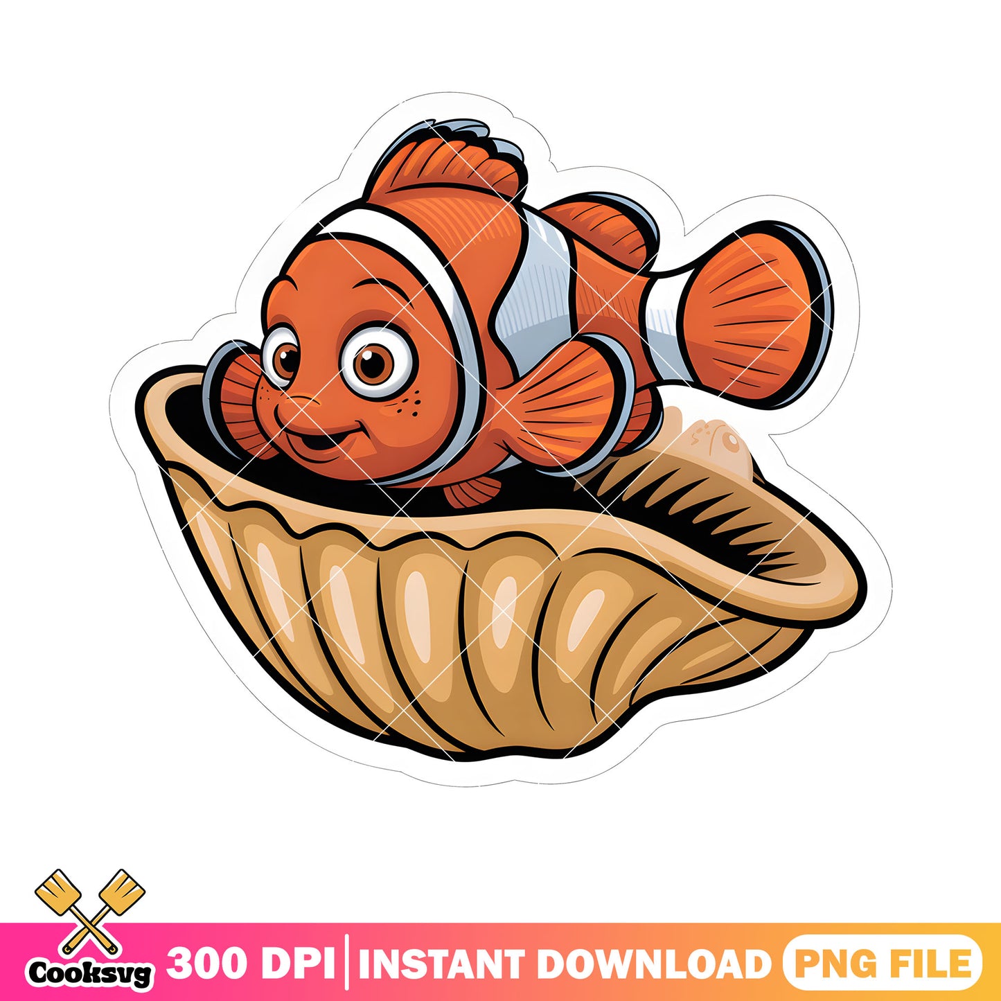 Seashell nemo fish disney png, disney clownfish png, finding nemo 2 png