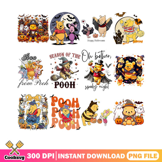 Season of the pooh png bundle, pirate costume png, spooky halloween png