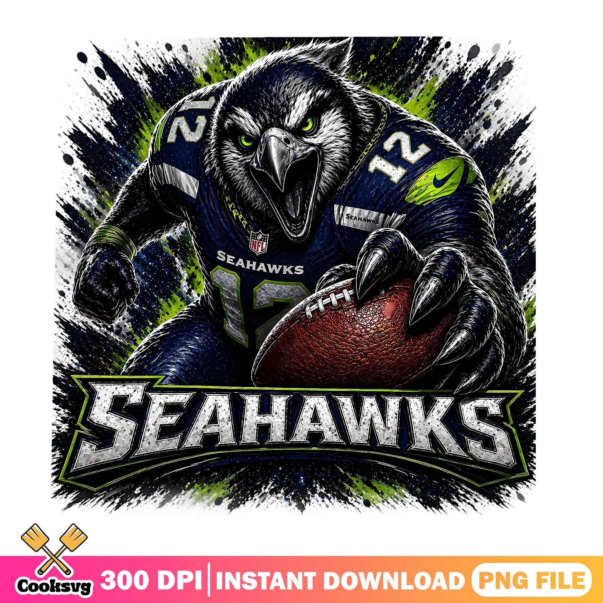Seattle Seahawks PNG, NFL Football Mascot PNG, Seahawks PNG