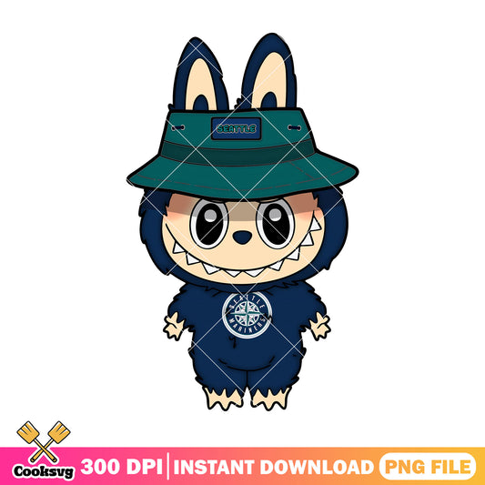 Seattle labubu baseball png, labubu happy png, labubu cute png