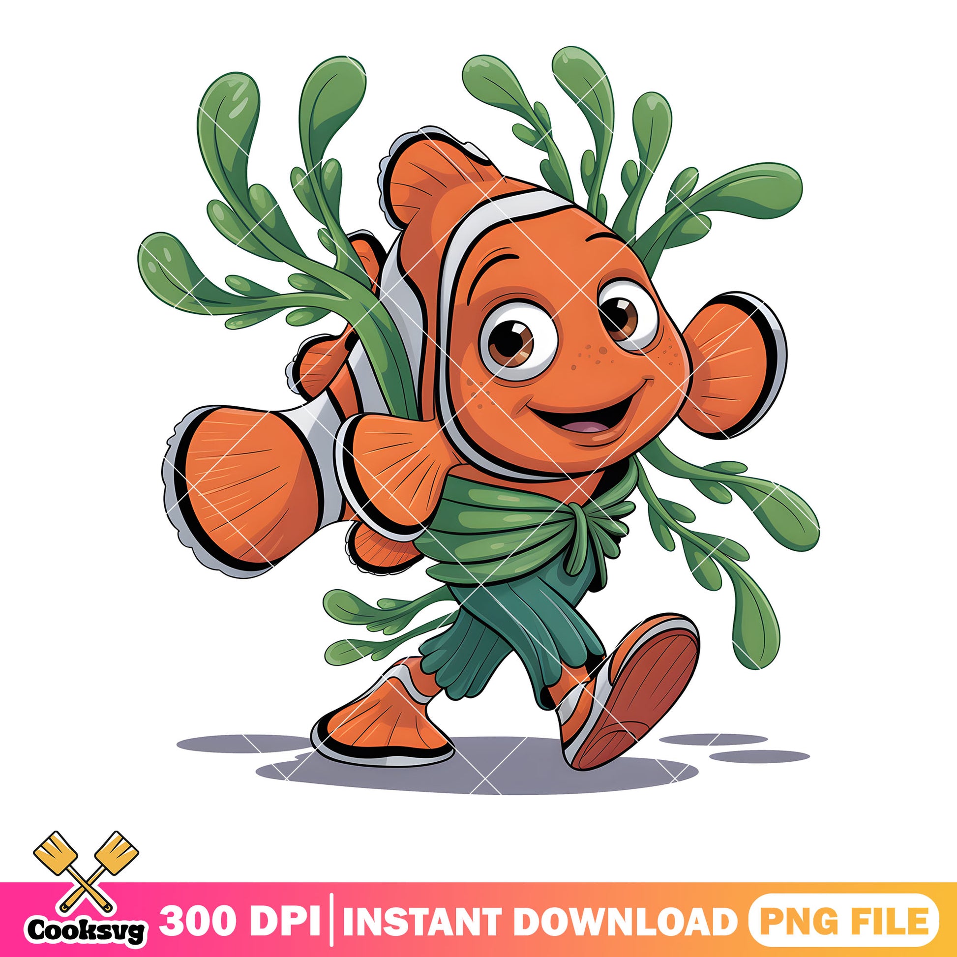 Seaweed outfit nemo vibes png, finding nemo png, clownfish nemo png