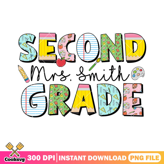 Second grade design png, go back to school png, second grade font png