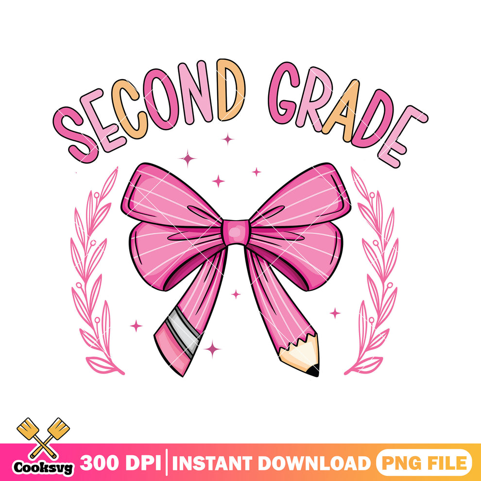 Second grade pink bow design png, alphabet png, go back to school png ...