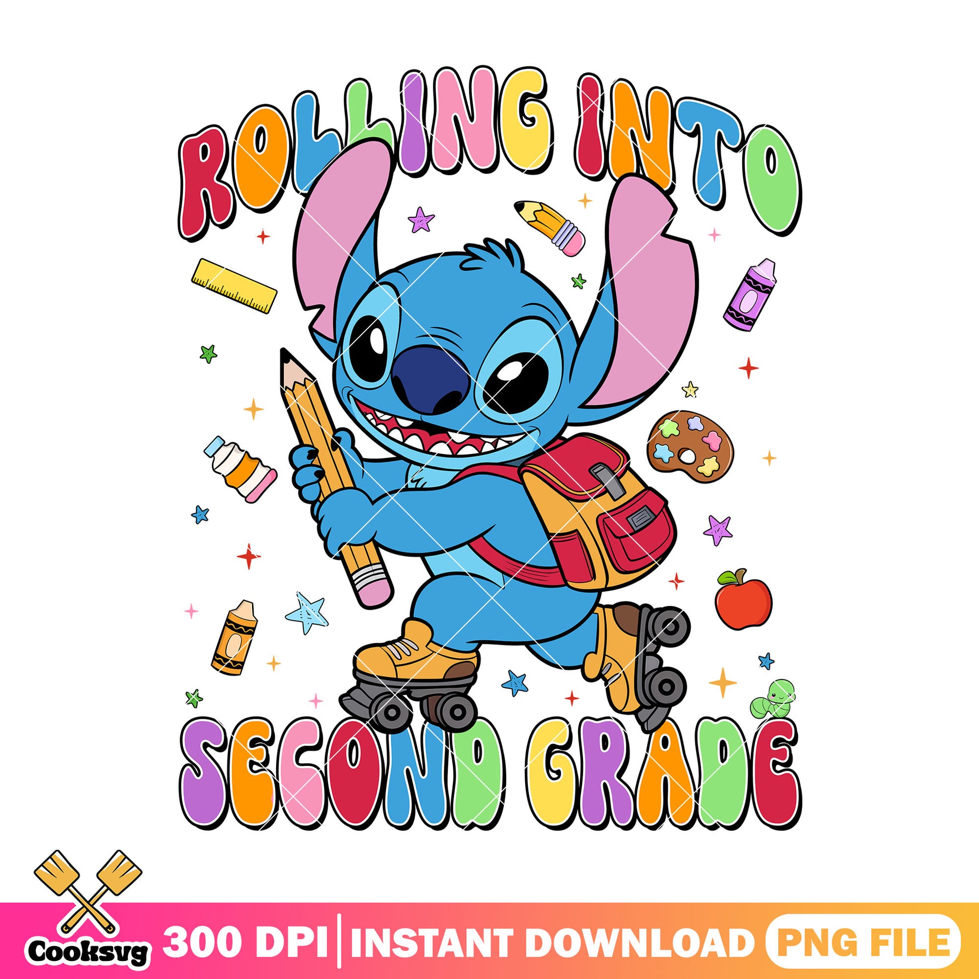 Second grade rollin into png, stitch blue png, happy back to school png