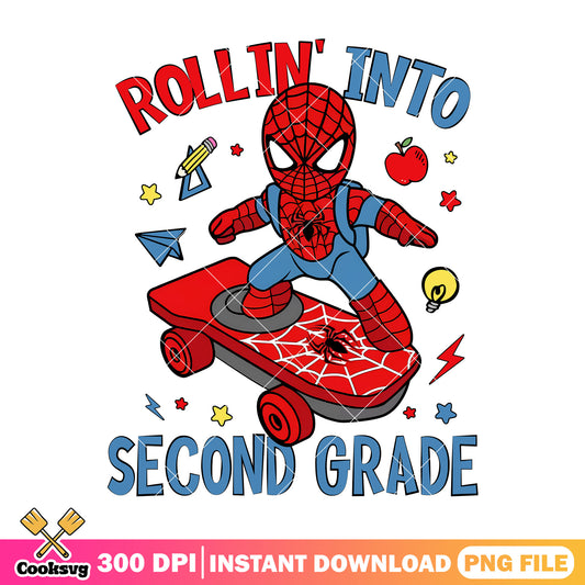 Second grade spiderman png, go back to school png, superhero png
