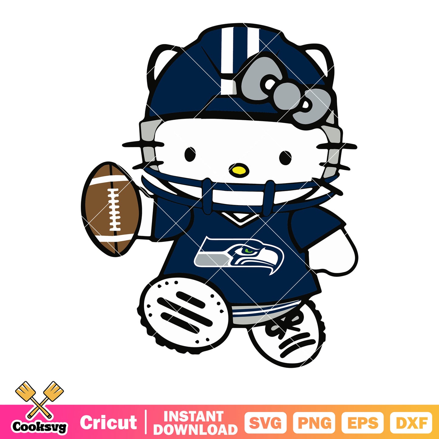 Seettle seahawks svg, hello kitty​ svg, grey bow tie svg