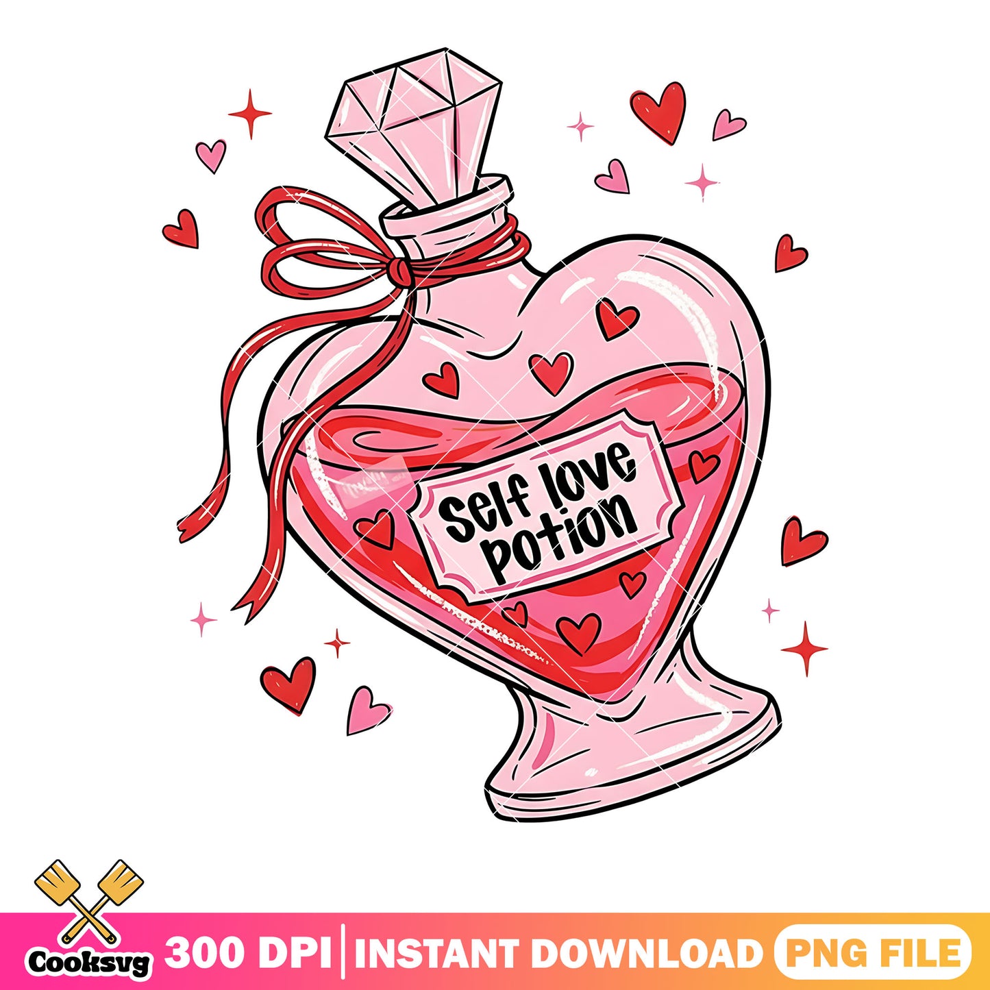 Self-love png, potion bottle png, valentine aesthetic png