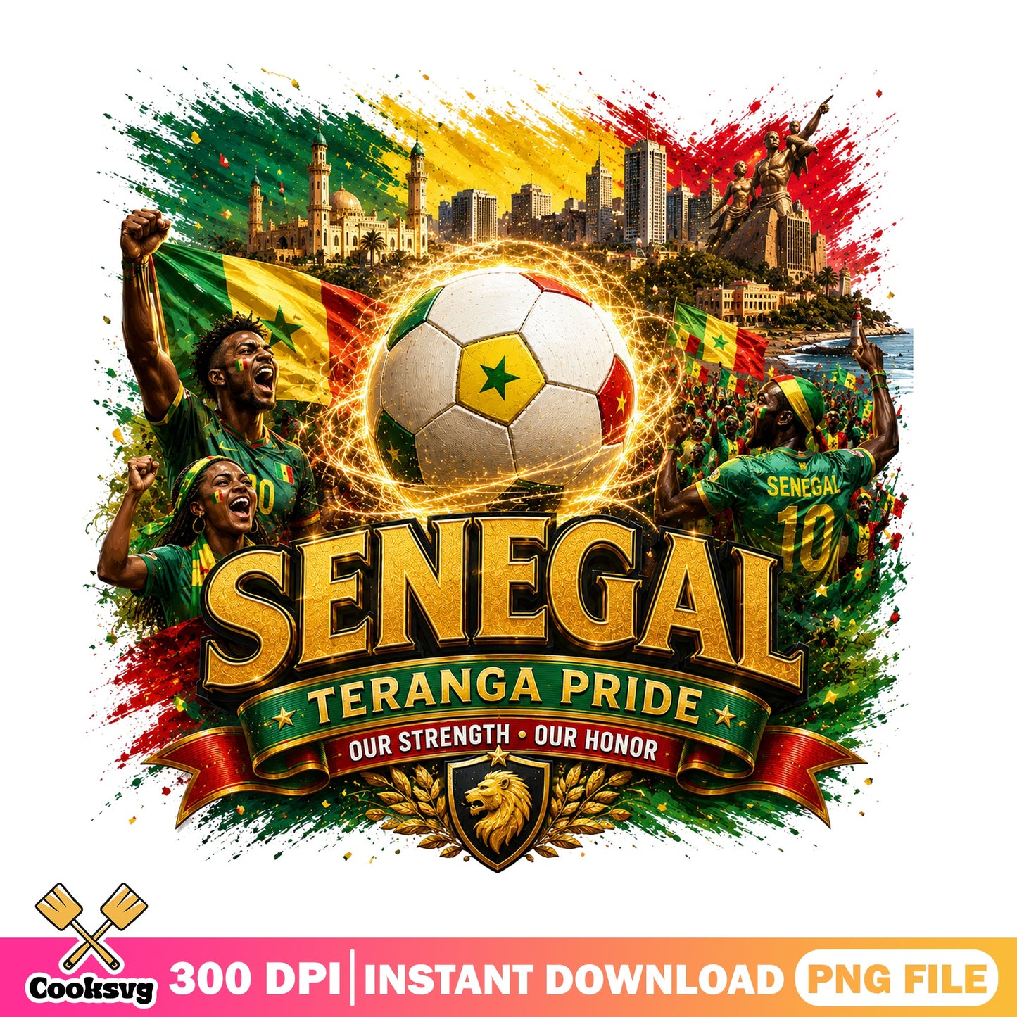 Senegal Teranga Pride Soccer PNG, Football Fan PNG, Soccer PNG
