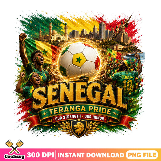 Senegal Teranga Pride Soccer PNG, Football Fan PNG, Soccer PNG