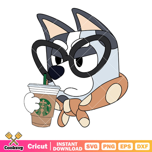 Serious bluey brown scraf svg, starbuck svg, circle glasses svg