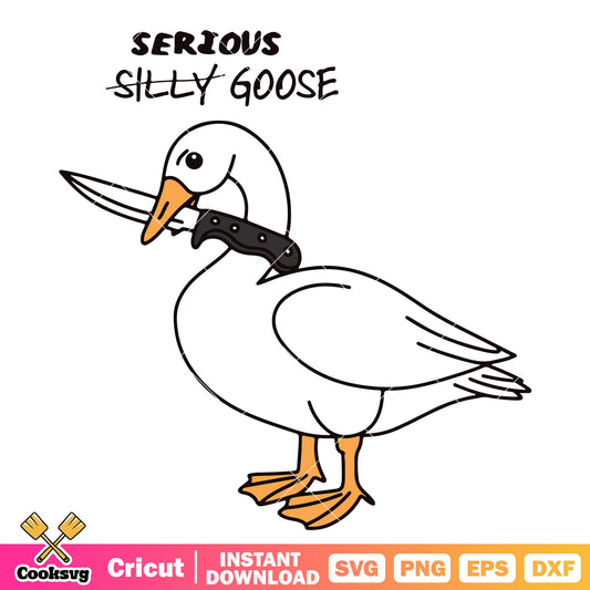 Serious silly goose and knife svg, serious goose​ svg, silly goose svg
