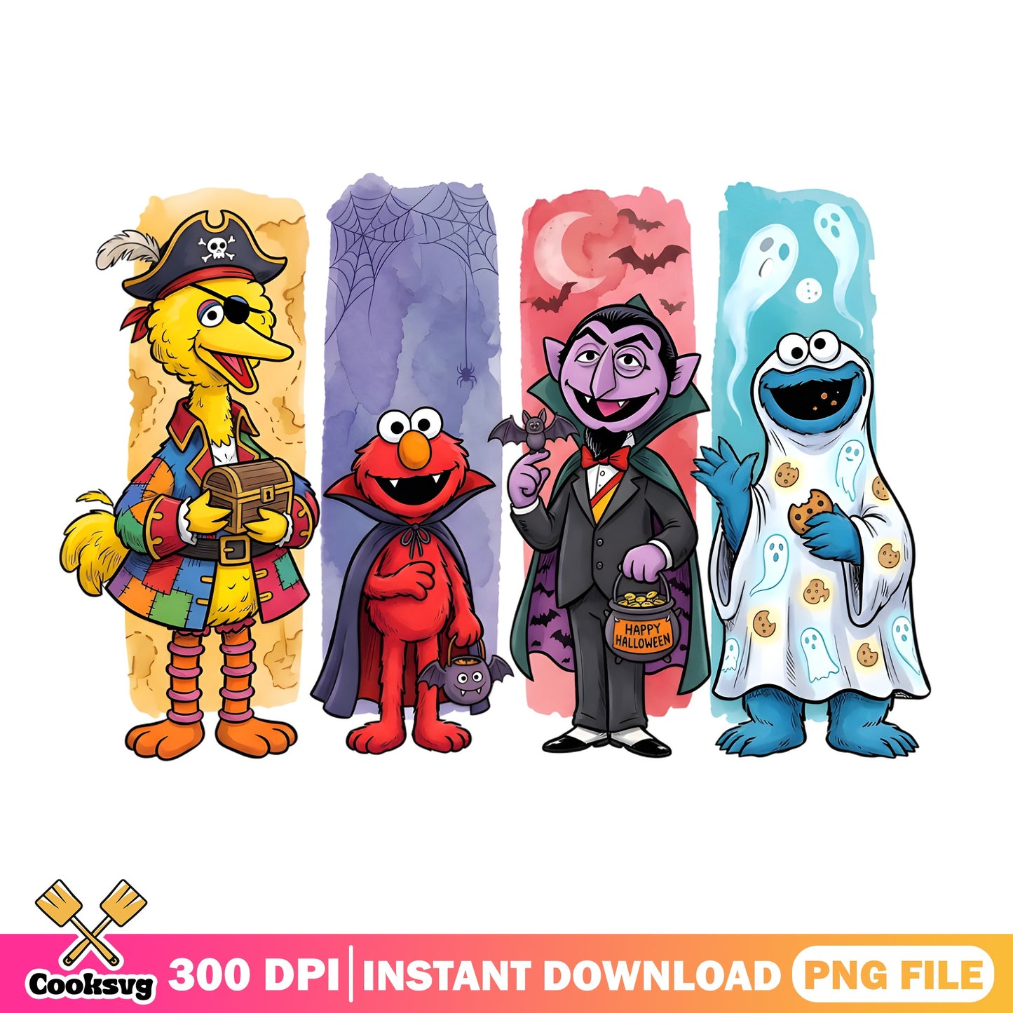 Sesame Street Halloween PNG, Elmo Cookie Monster PNG, Trick Or Treat PNG