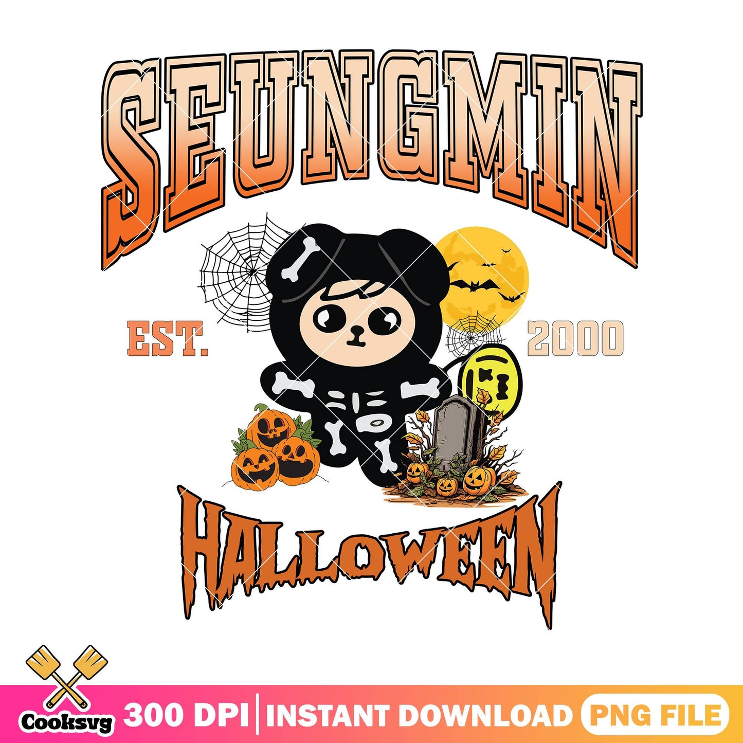 Seungmin halloween design png, when is halloween png, puppy horror png
