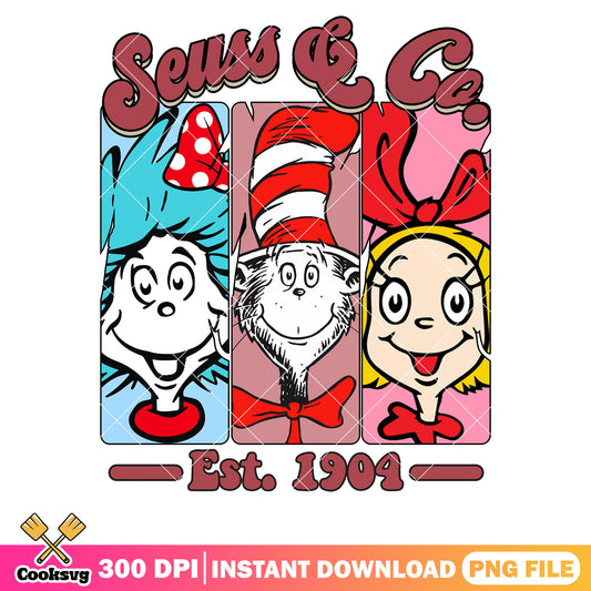 Seuss and co est 1904 dr seuss png, dr seuss friends​ png