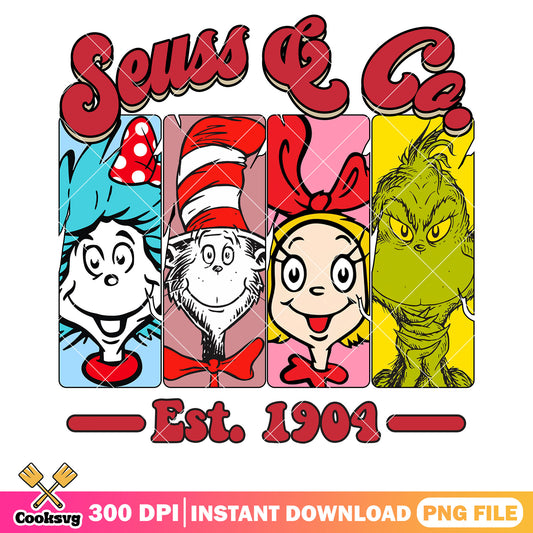 Seuss and co est 1904 dr seuss png file, dr seuss friends​ png