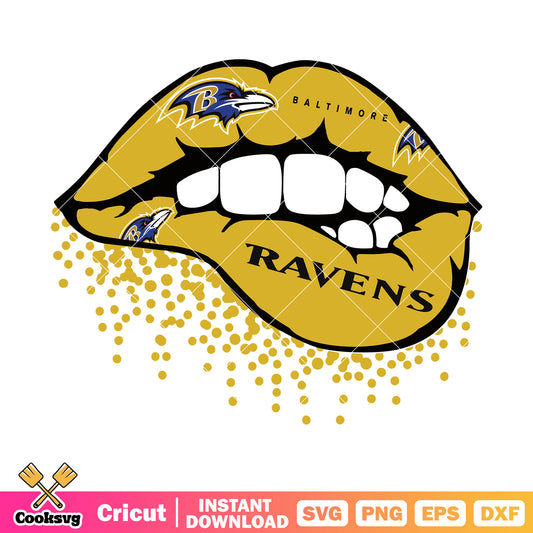 Sexy bite yellow lips svg. baltimore ravens svg, baltimore svg