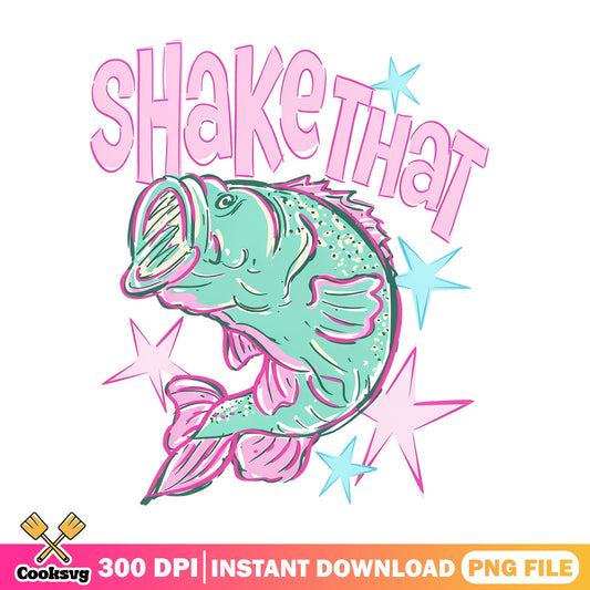 Shake That Bass Fish PNG, Funny Fishing PNG, Pink Fish PNG