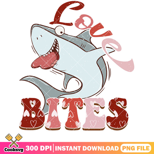 Shark love bites valentine png, love valentine png, bites valentine png