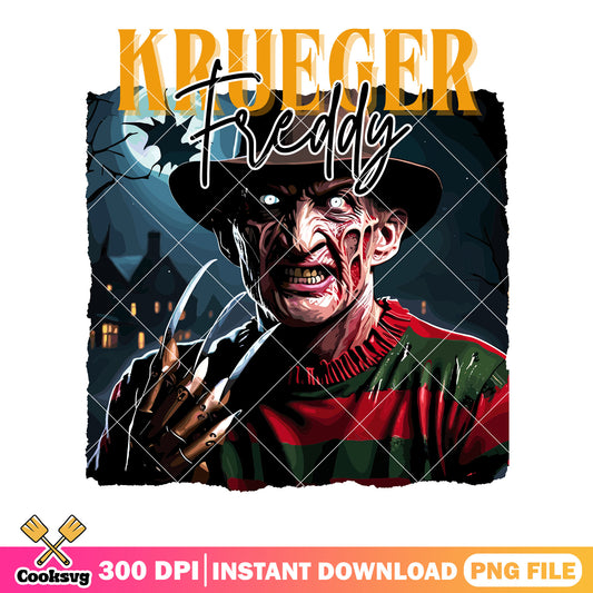Sharp claws freddy krueger png, full moon night png, halloween scary png
