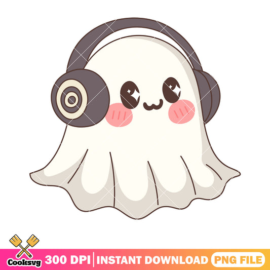 Shinny eyes headphones png, ghost costume png, halloween scary png