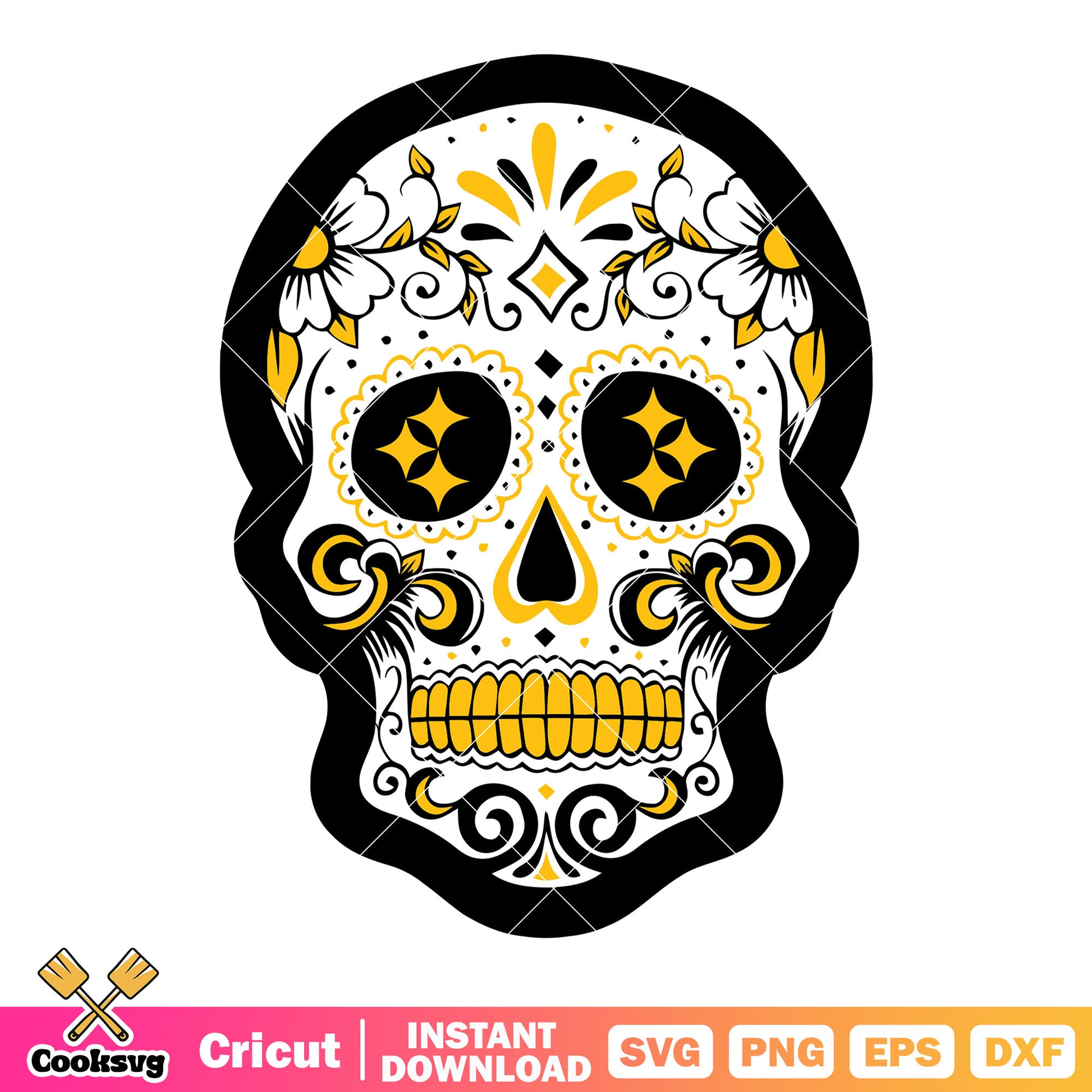Shinny skull skeleton svg, steelers svg, nfl football team svg