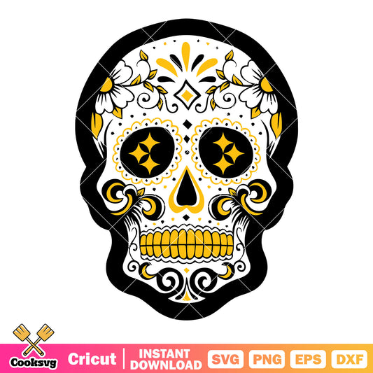 Shinny skull skeleton svg, steelers svg, nfl football team svg