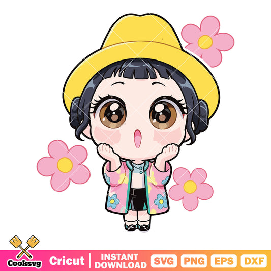 Shiny eye chibi zoey svg, huntrix netflix svg, kpop zoey svg