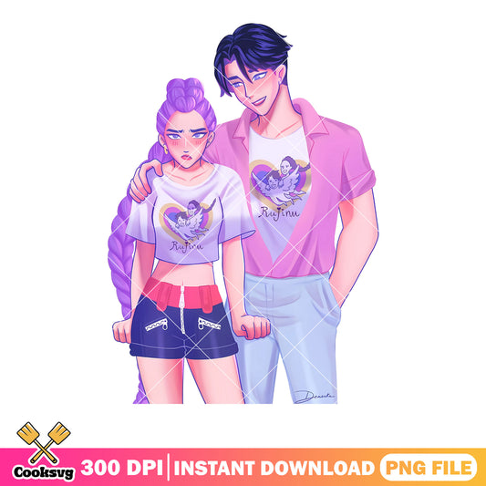 Shy couple rujinu red face png, kpop demon hunters png, huntrix kpop png