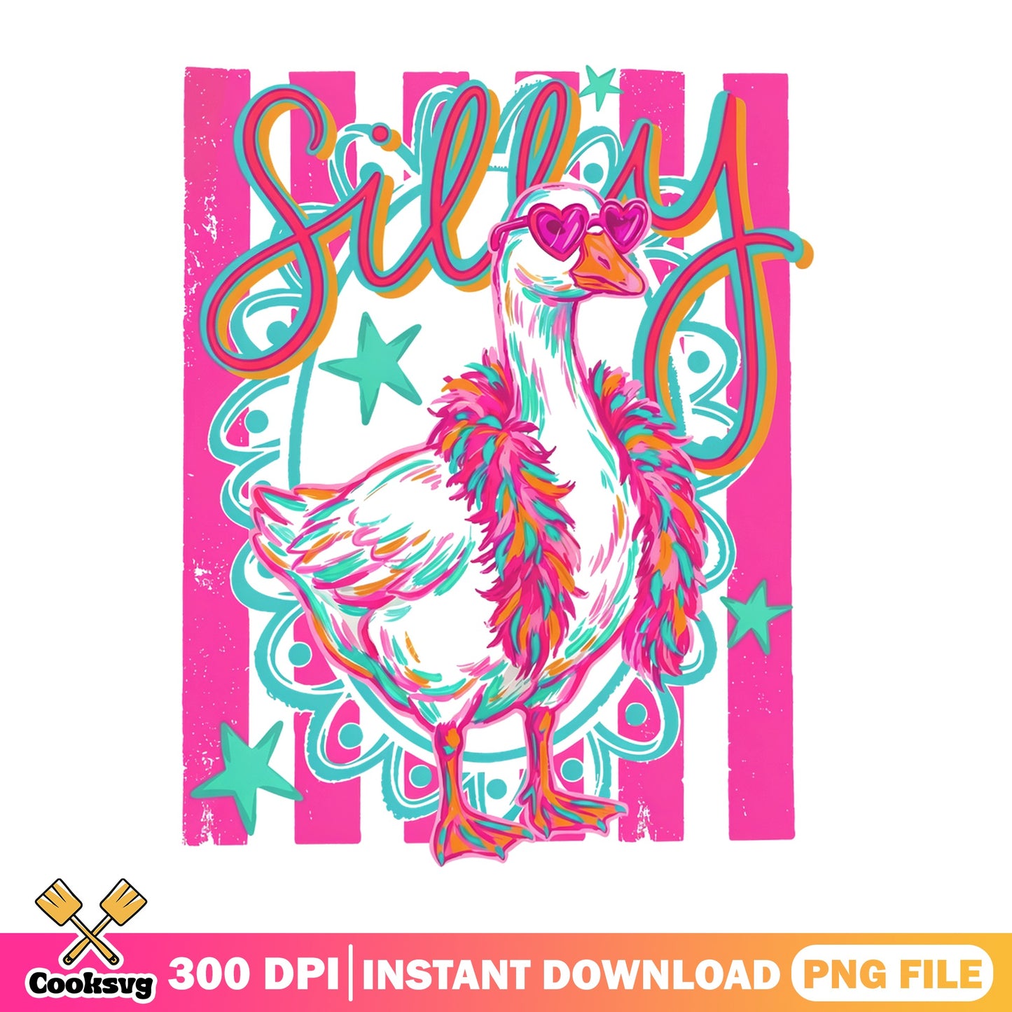 Silly Goose PNG, Funny Goose With Sunglasses, Colorful Goose PNG