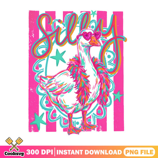 Silly Goose PNG, Funny Goose With Sunglasses, Colorful Goose PNG
