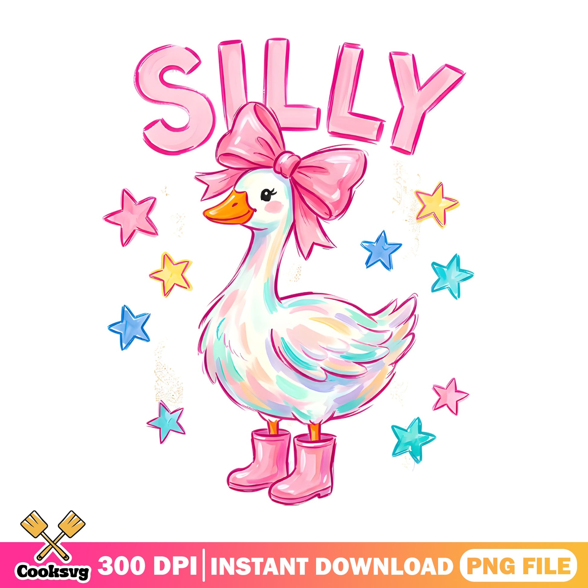 Silly Goose With Bow PNG, Cute Duck Coquette PNG, Girls PNG