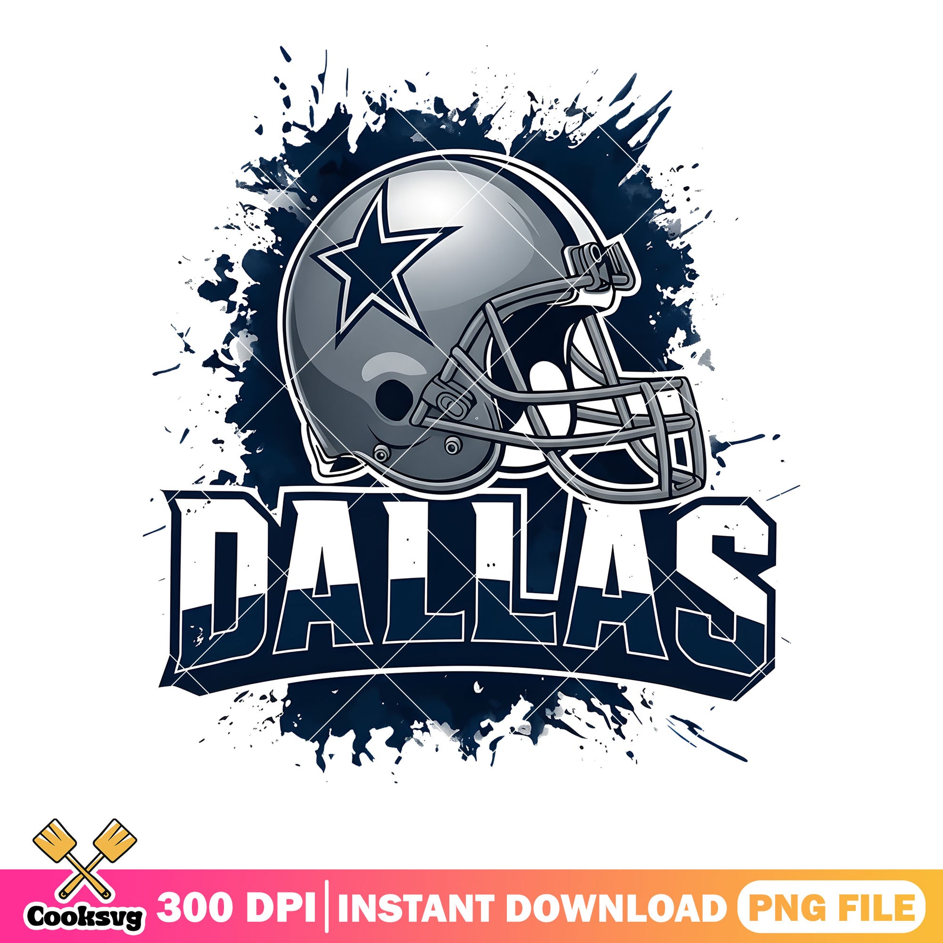 Silver Helmet dallas png, NFL team png, blue paint splash png
