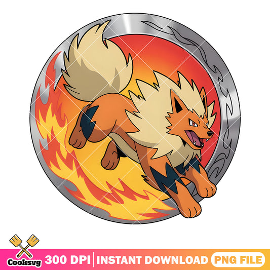 Silver charm arcanine png, pokemon arcanine png, pokemon poster png