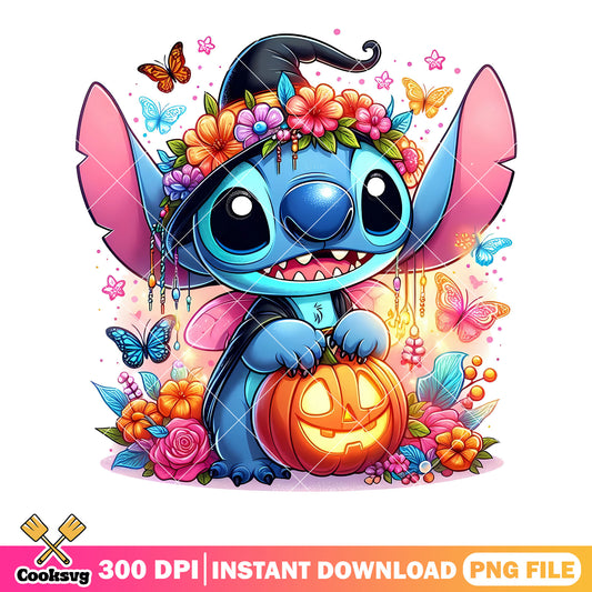 Sitch cute halloween png, witches hat png, blue butterfly png