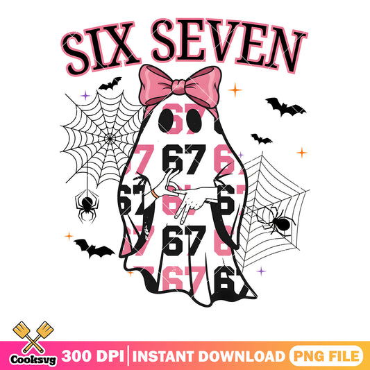 Six seven ghost girl png, 67 halloween png, ghost halloween png