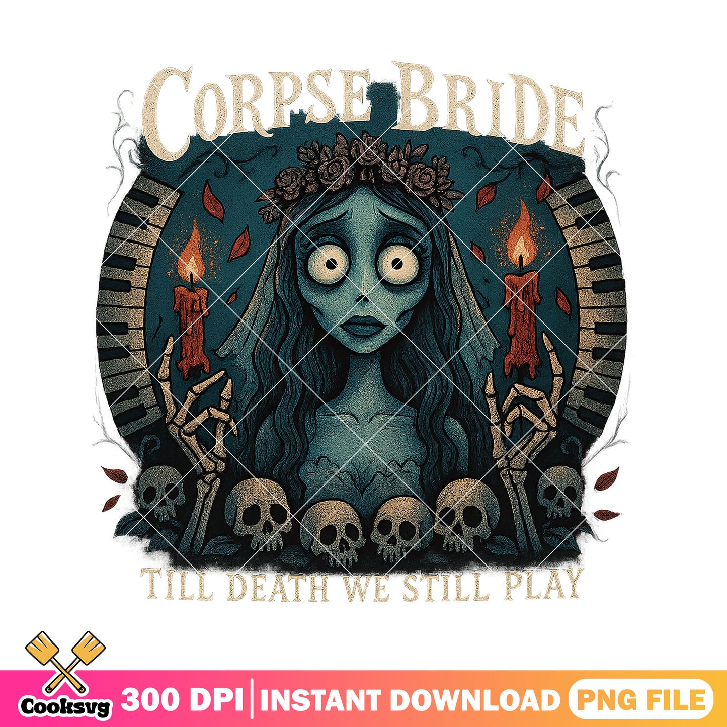 Skeleton bride halloween png, horror halloween png, scary bride png