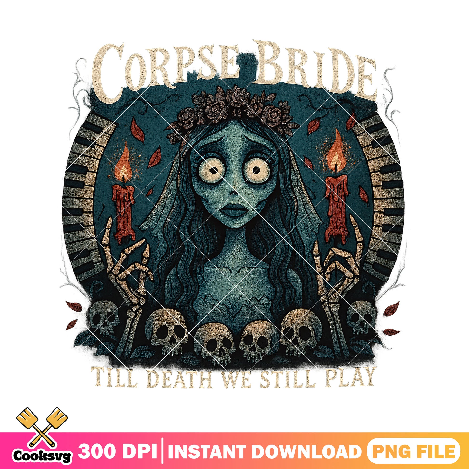 Skeleton bride halloween png, horror halloween png, scary bride png