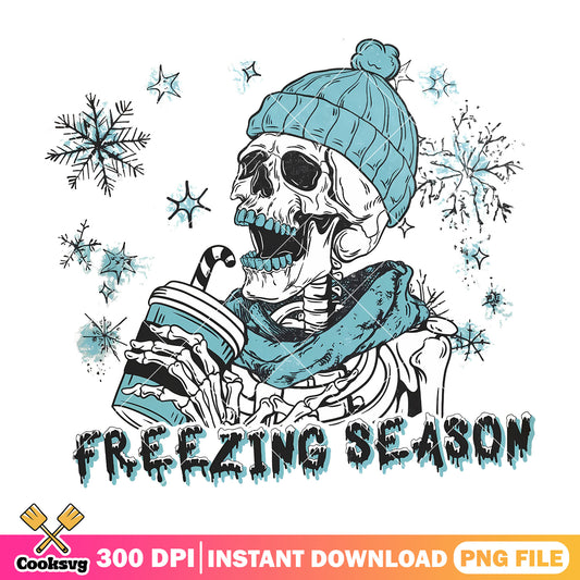 Skeleton christmas freezing season png, christmas skeleton png