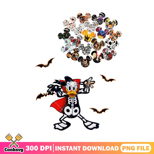 Skeleton donald png, happy halloween png, donald duck png