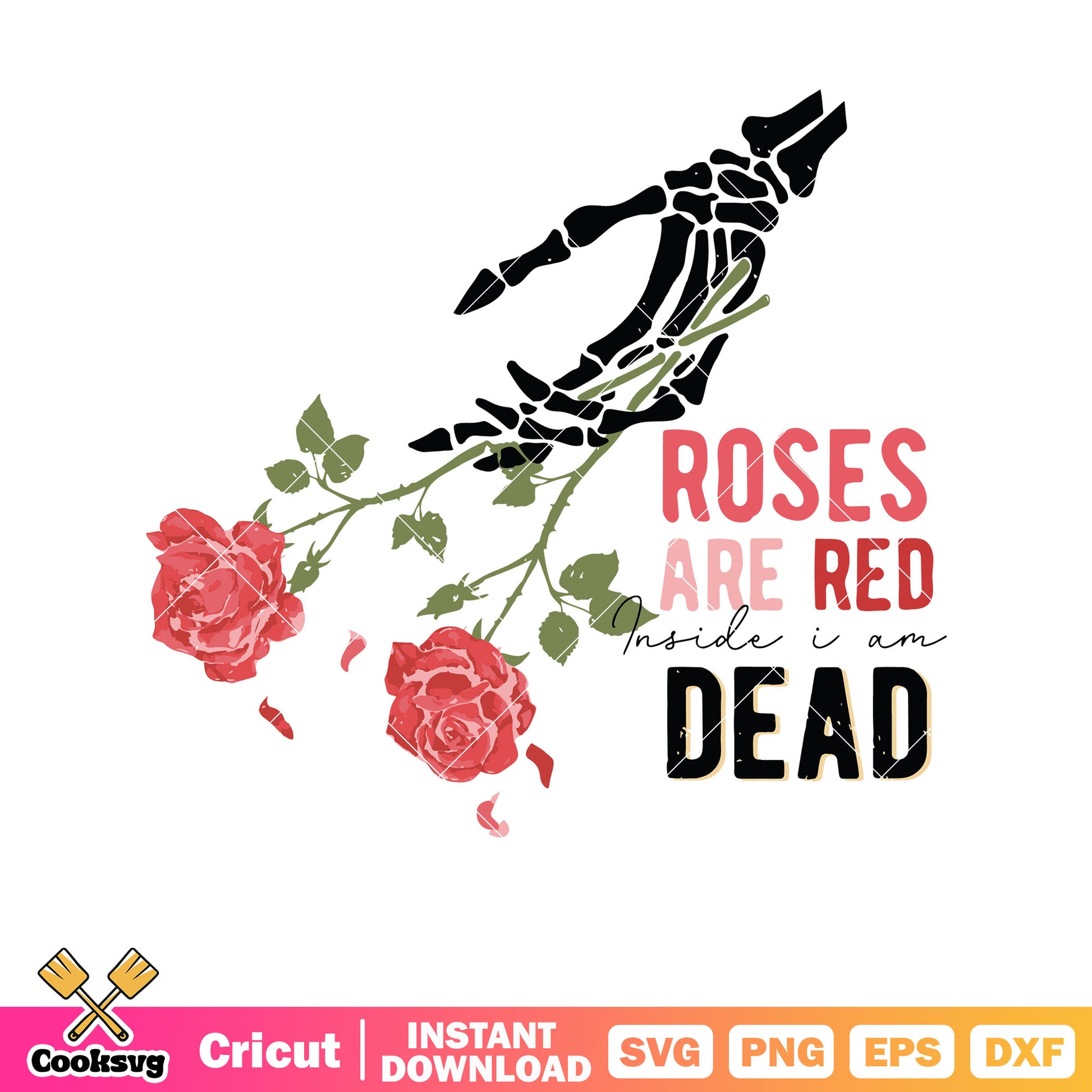 Skeleton hand roses are red text svg, roses are red svg, skeleton valentine svg