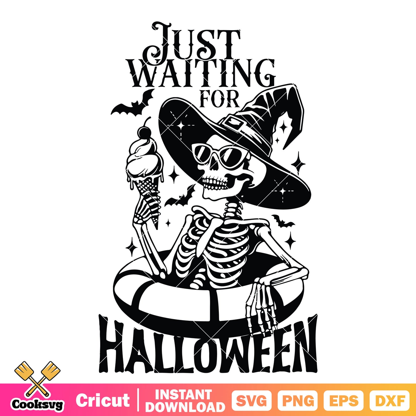 Skeleton just waiting for halloween svg, skeleton halloween svg