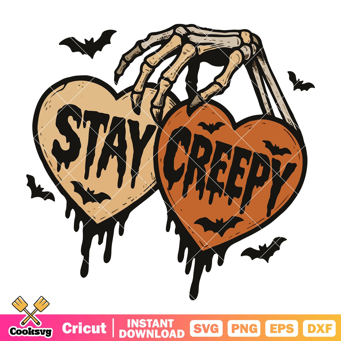 Skeleton love stay creepy svg, creepy halloween​ svg, creepy love​ svg
